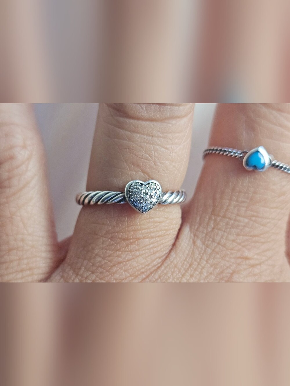 David Yurman Cable Collectibles Diamond Heart Pavé Sterling Silver Ring Size 6✨️ - Picture 9 of 15